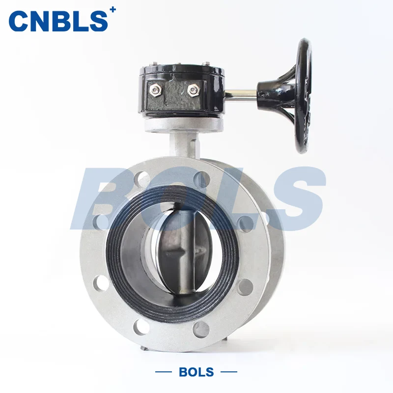 ステンレス製ウォームギヤ駆動ウェハタイプ金属製ハードシールバタフライバルブ